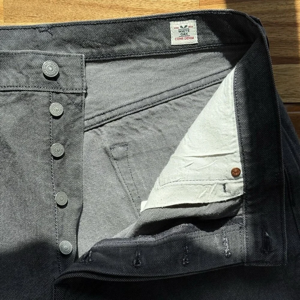 Levi’s 501 Straight Leg White Oak Cone Dark Gray Denim Button Jeans 36X34 Grunge
